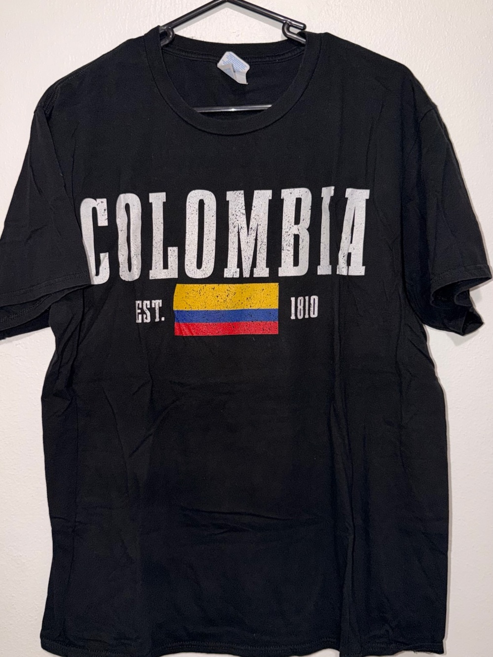 Colombia Graphic Tee - Black with Yellow/Blue/Red Flag